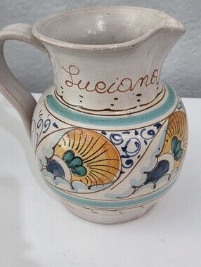 Italian Deruta Luciano Pitcher With Hand Painted Sunflowers